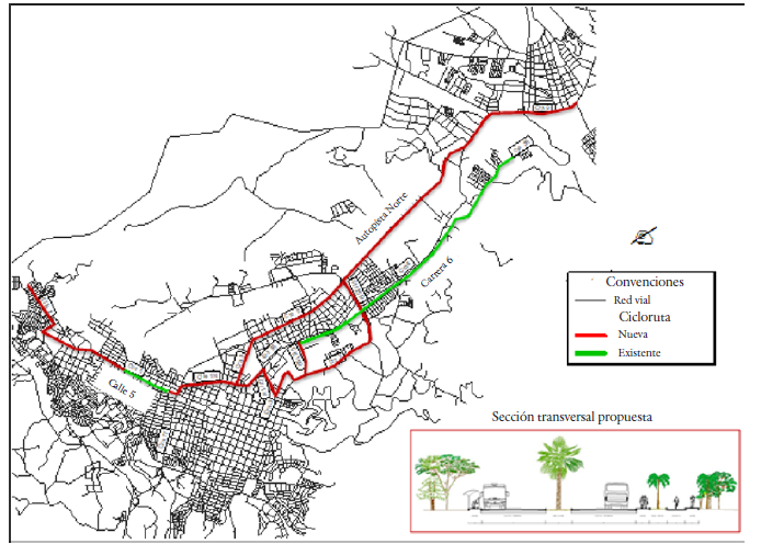 Red de Ciclo Rutas propuesta en
el SETP de Popayán
