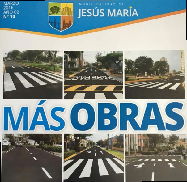
Carátula de boletín de la
municipalidad distrital de Jesús María con pasos de cebra mal diseñados
