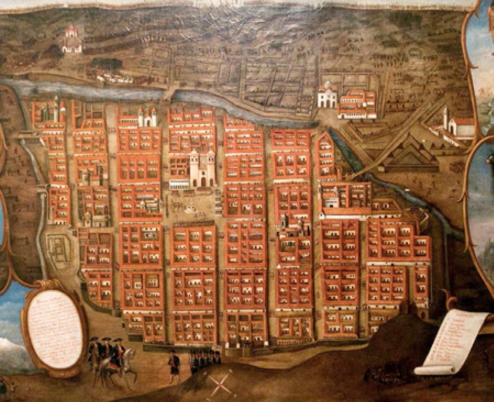 
Florentino
Olivares, El cerco de La Paz 1781. Elaborado en 1888. Óleo sobre tela,
142 x 186 cm
