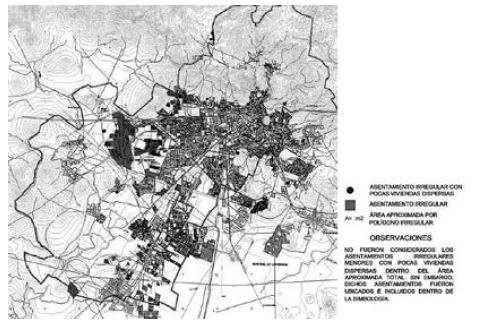 
Ubicación y área de los asentamientos irregulares en
Pachuca
