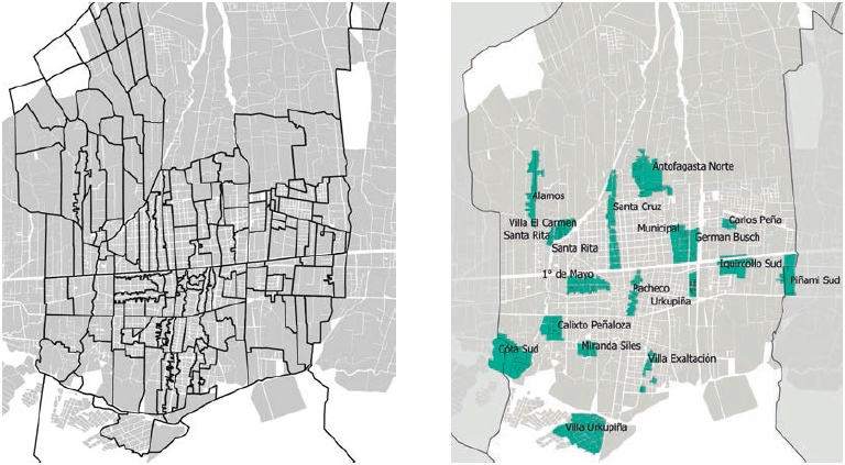 Cartografía de barrios y muestra elegida