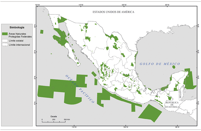 
Distribución de las anp federales en el territorio
mexicano
