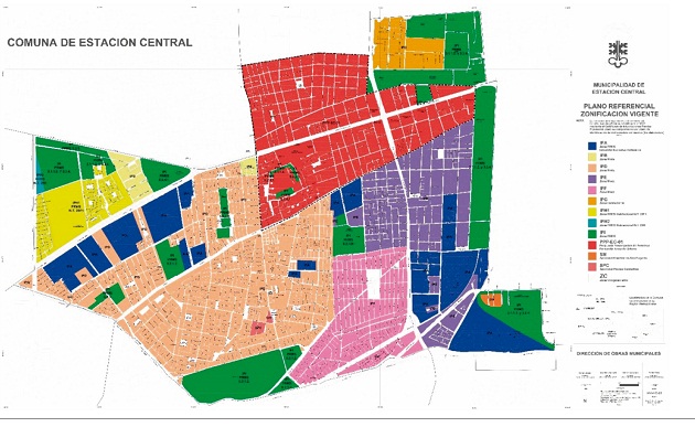 Plano referencial zonificación vigente comuna de Estación Central