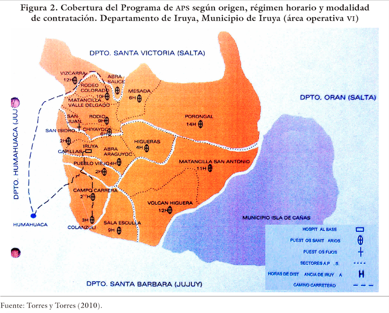 Cobertura del Programa de aps según origen, régimen horario y modalidad de contratación. Departamento de Iruya, Municipio de Iruya (área operativa vi)