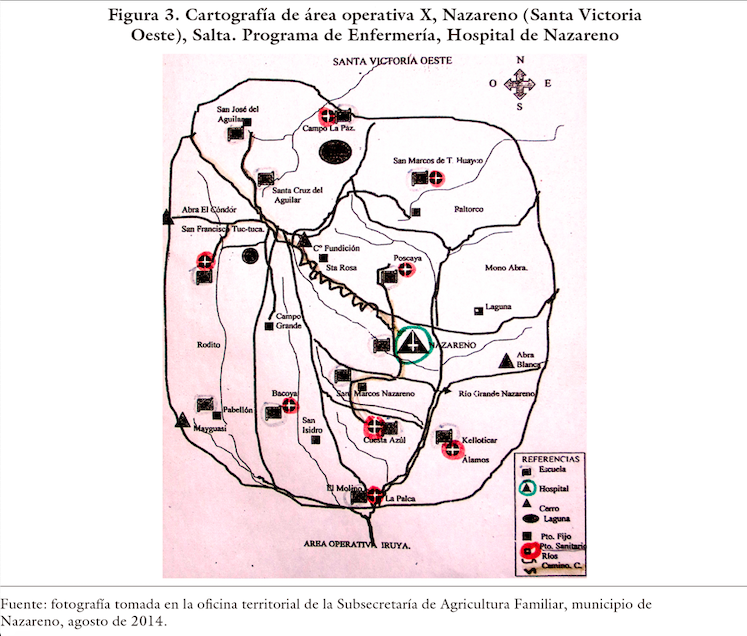 Cartografía de área operativa X, Nazareno (Santa Victoria Oeste), Salta. Programa de Enfermería, Hospital de Nazareno
