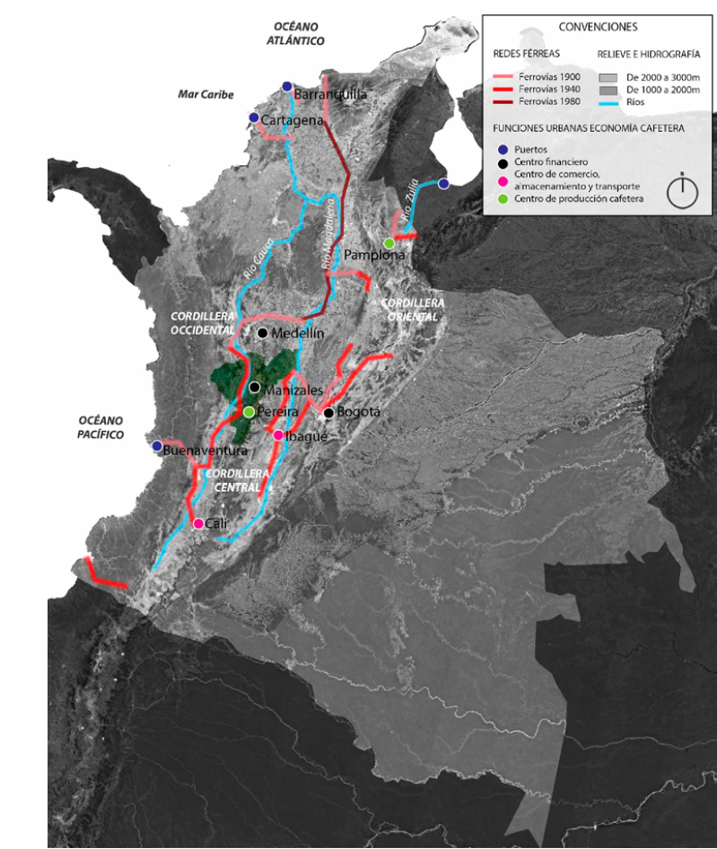 Redes férreas y funciones urbanas dentro de la economía cafetera: Colombia 1900-1980