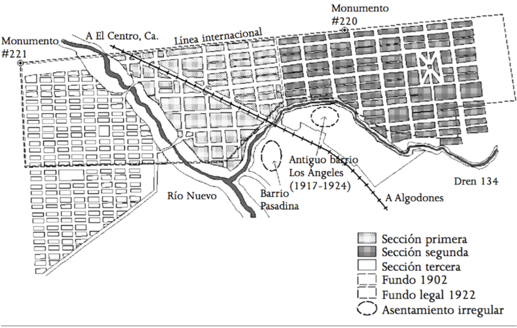 Secciones de Mexicali en 1928