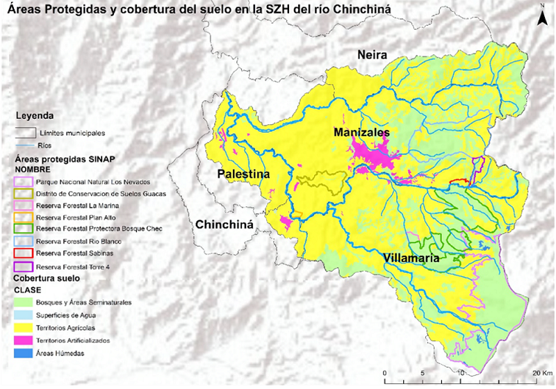 Áreas Protegidas y cobertura del suelo en la SZH del río Chinchiná