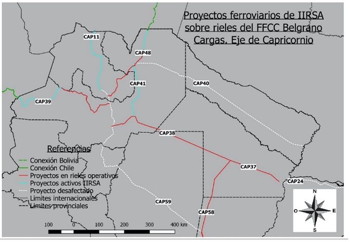 Proyectos ferroviarios de IIRSA sobre rieles del Ferrocarril Belgrano Cargas. Eje de Capricornio