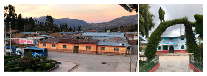  (a) Albergue municipal en Cabana (plaza Bolognesi) y (b) Hostal municipal de Chipao (plaza de armas de Chipao)