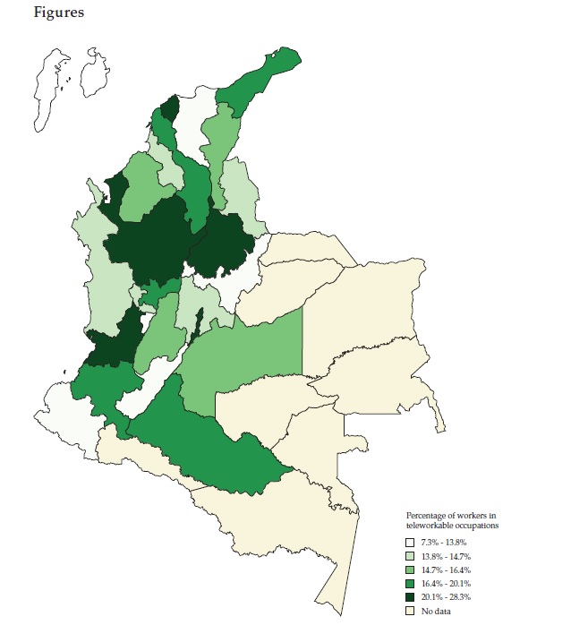 Share of workers in teleworkable occupations by region