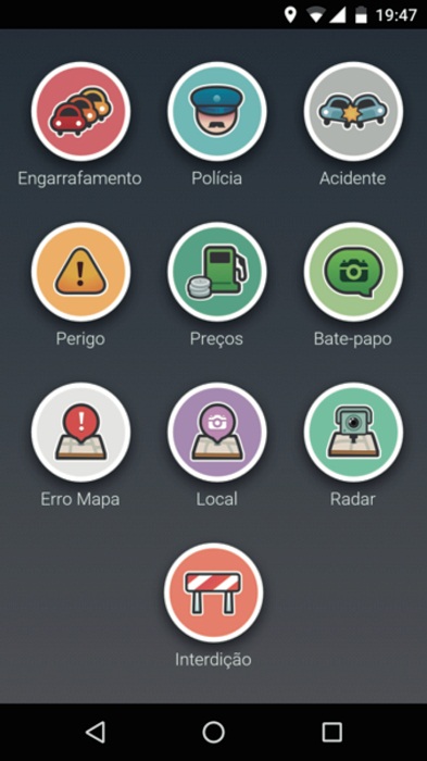 Possibilidades de inserção de informações no aplicativo Waze