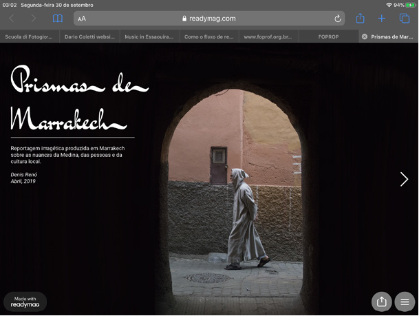 Capa da pós-fotorreportagem Prismas de Marrakech
