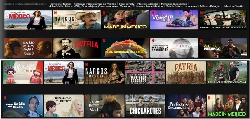 Capturas de pantalla sobre primeros puestos en el orden de recomendaciones con la clave de búsqueda “México”