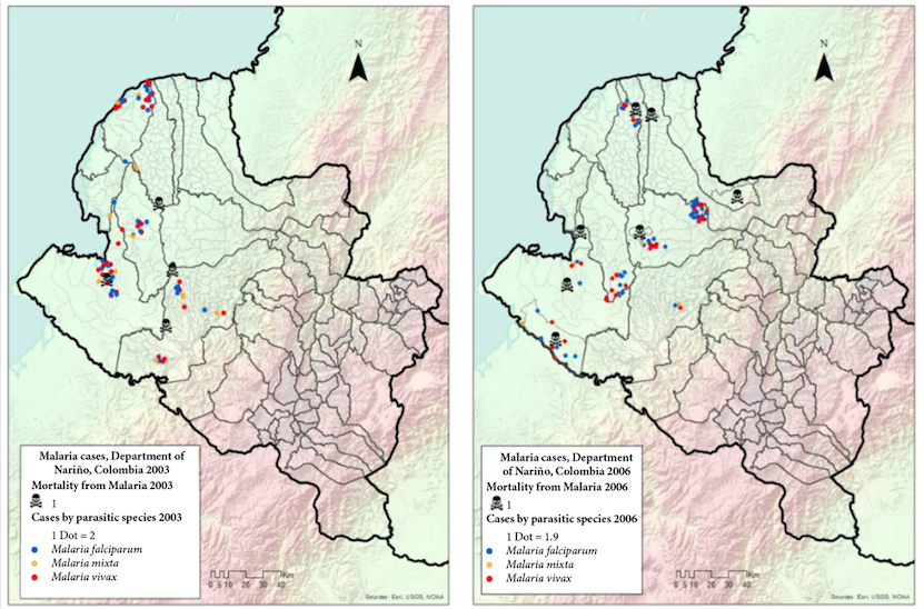 Geo-referencing of cpdn malaria cases, 2003–2006